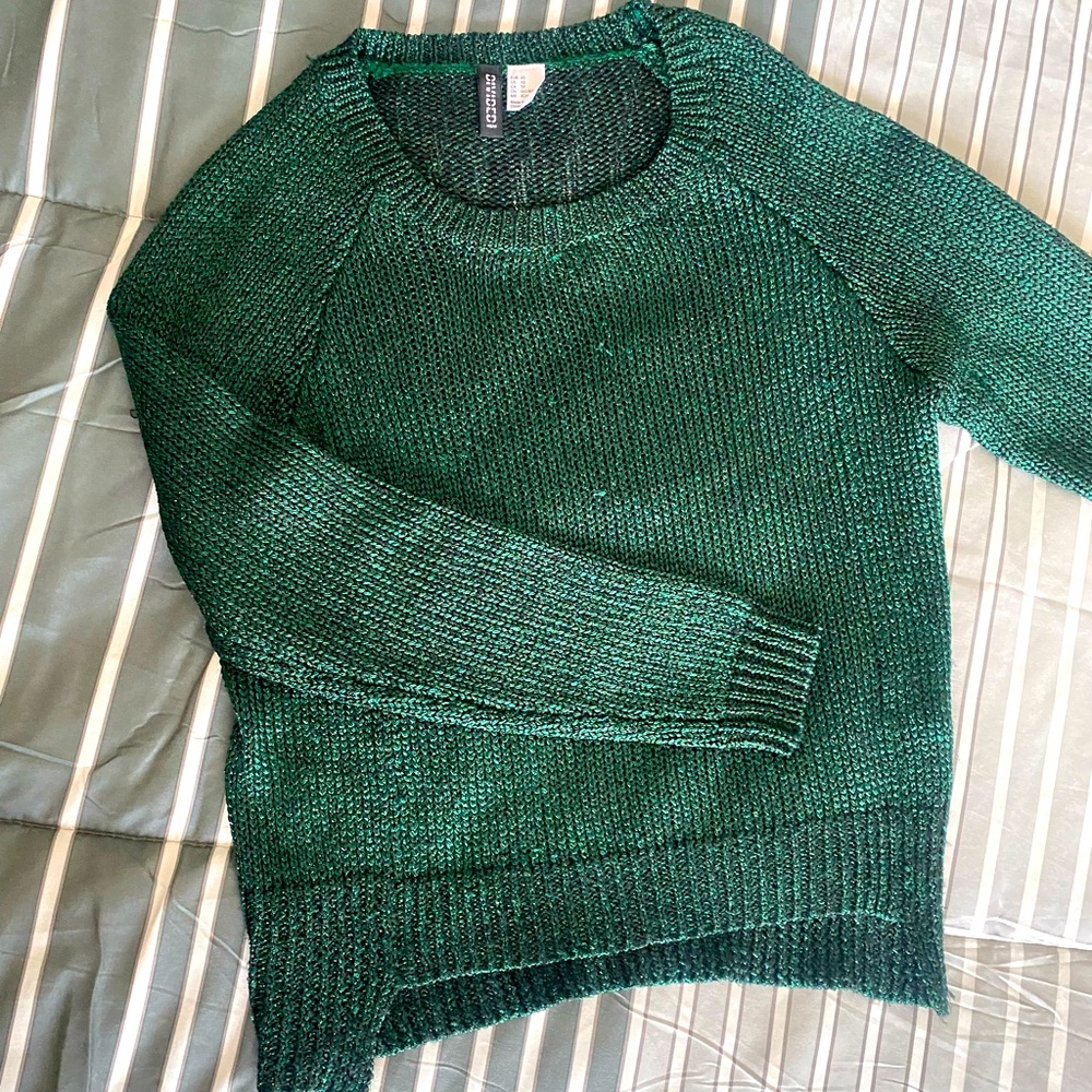 H&M Green Holiday Cable Sweater